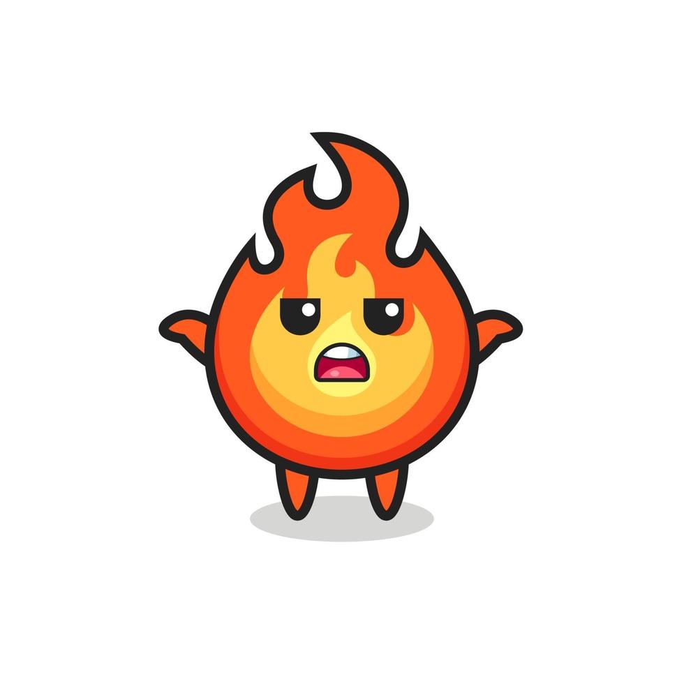 fire mascot character saying I do not know vector