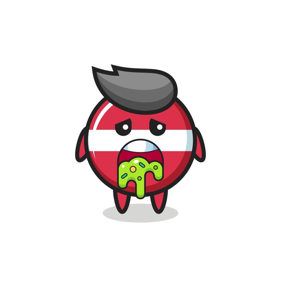 the cute latvia flag badge character with puke vector