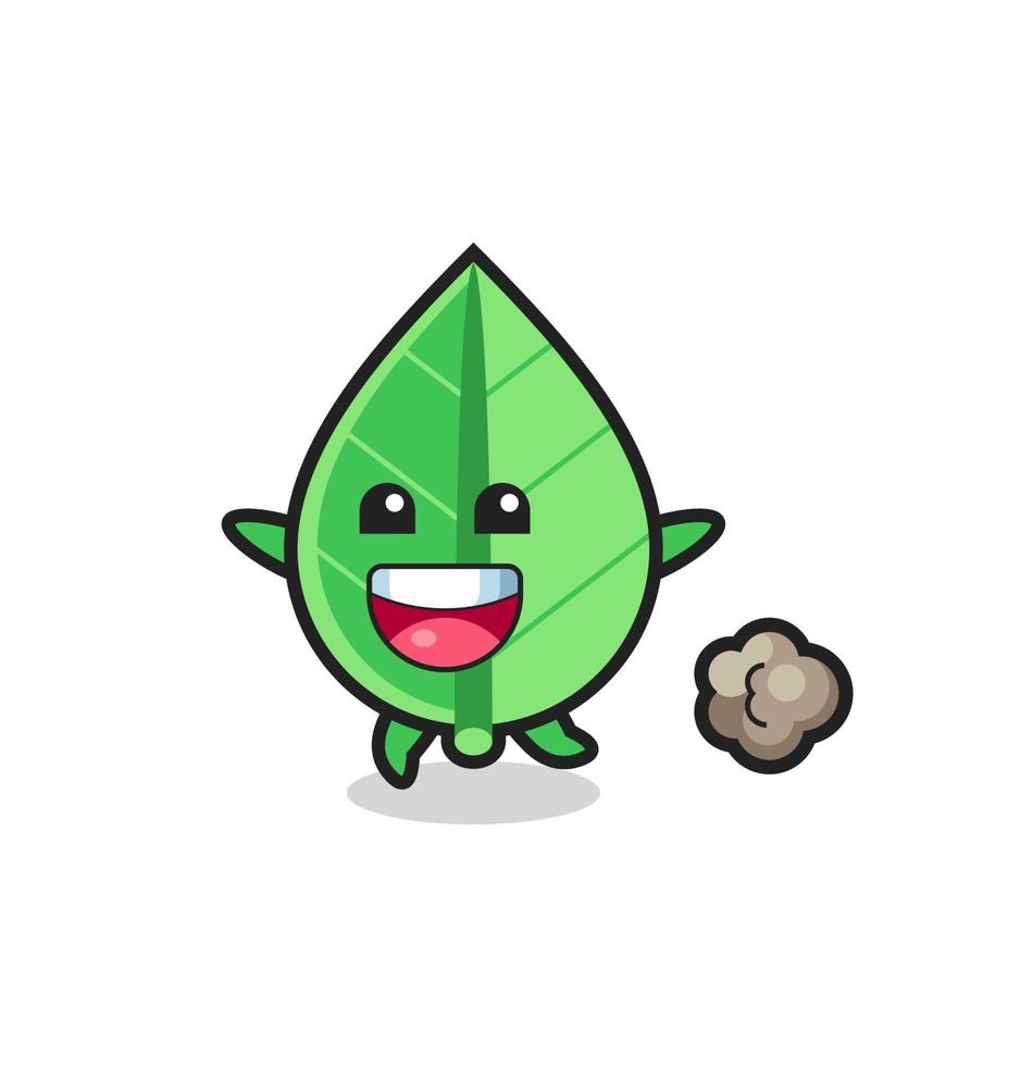 the happy leaf cartoon with running pose vector