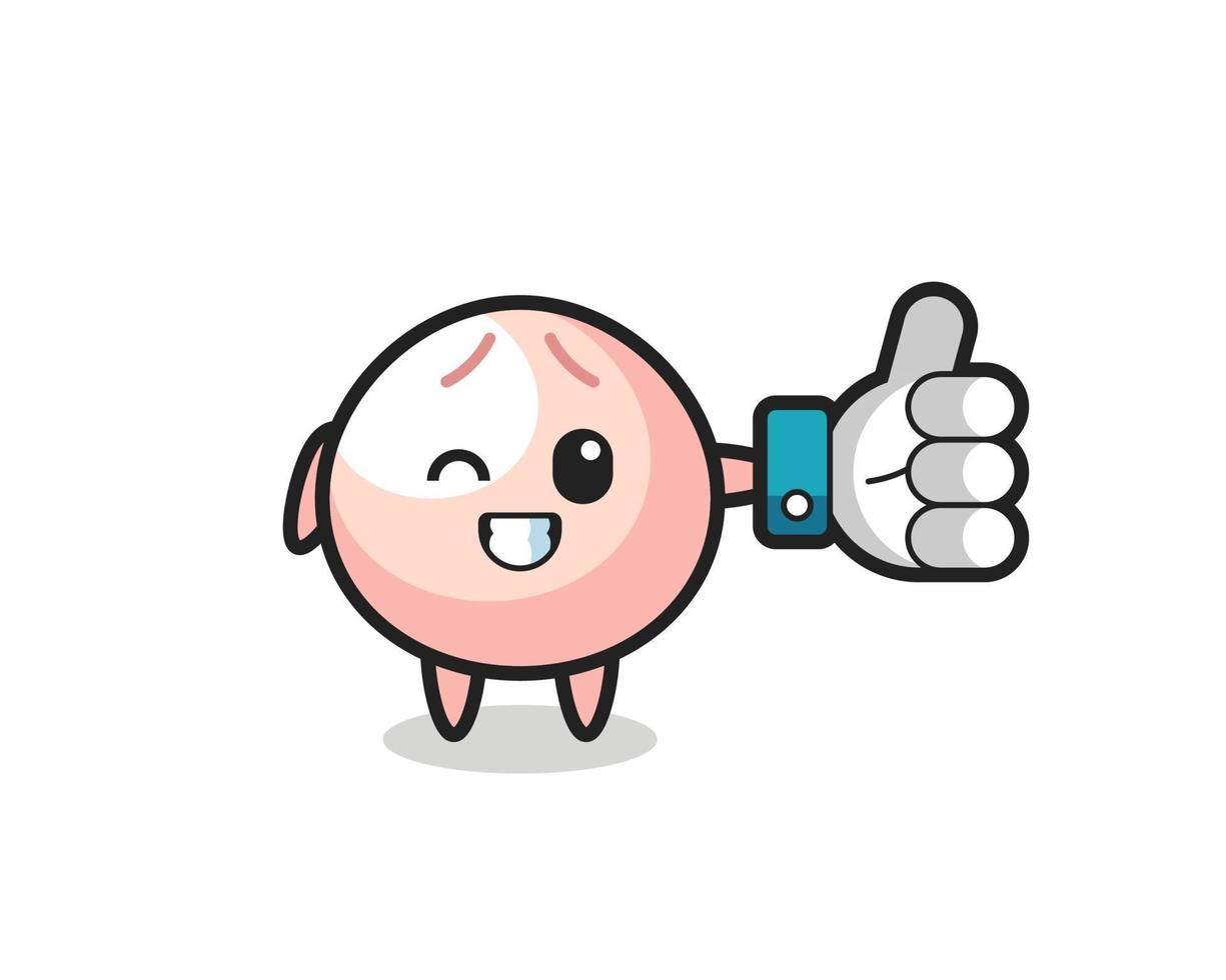 cute meatbun with social media thumbs up symbol vector