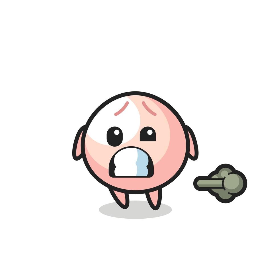 the illustration of the meatbun cartoon doing fart vector