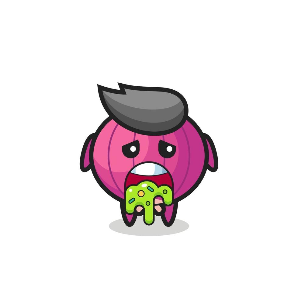 the cute onion character with puke vector