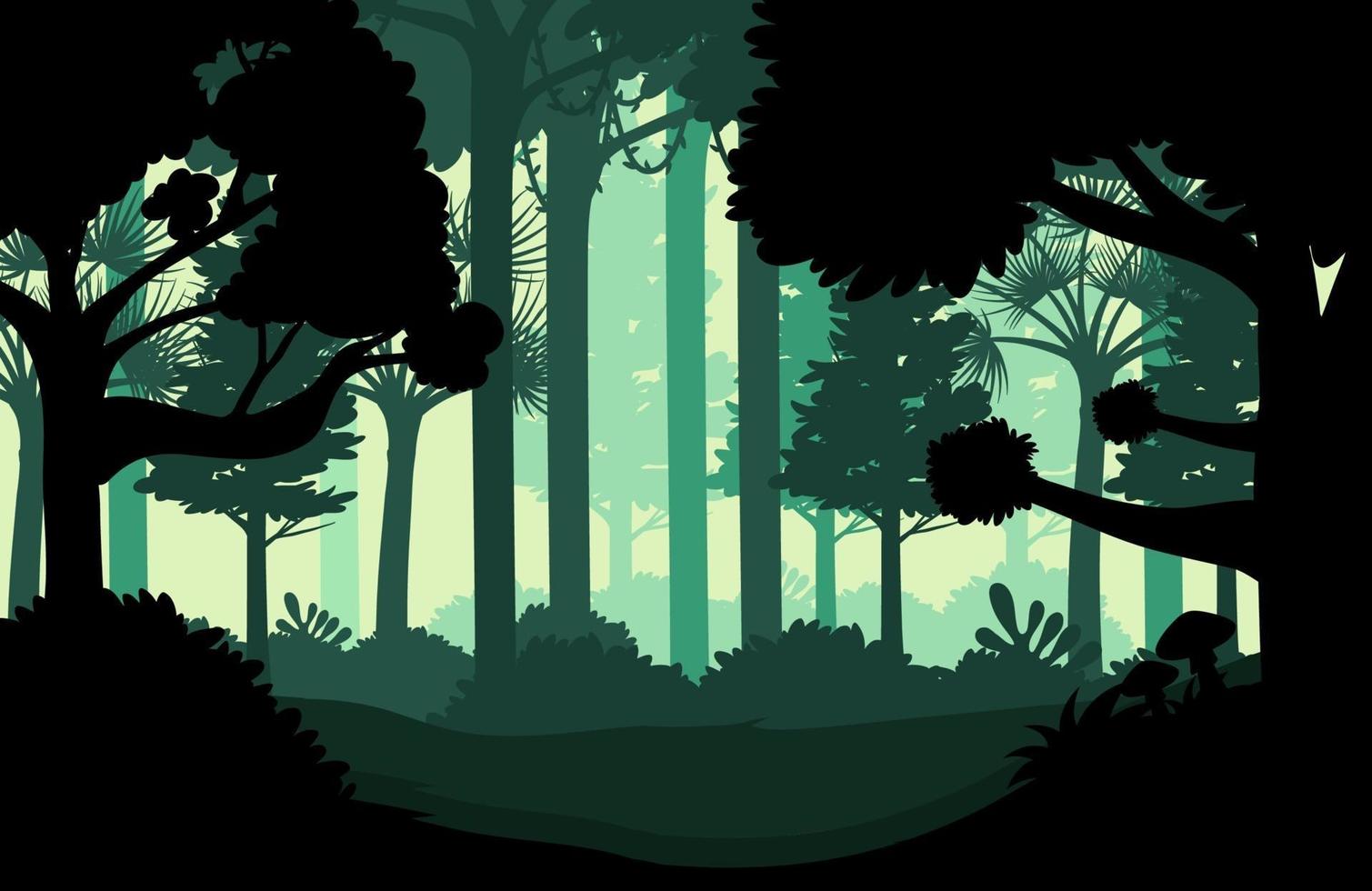 Silhouette jungle landscape background vector