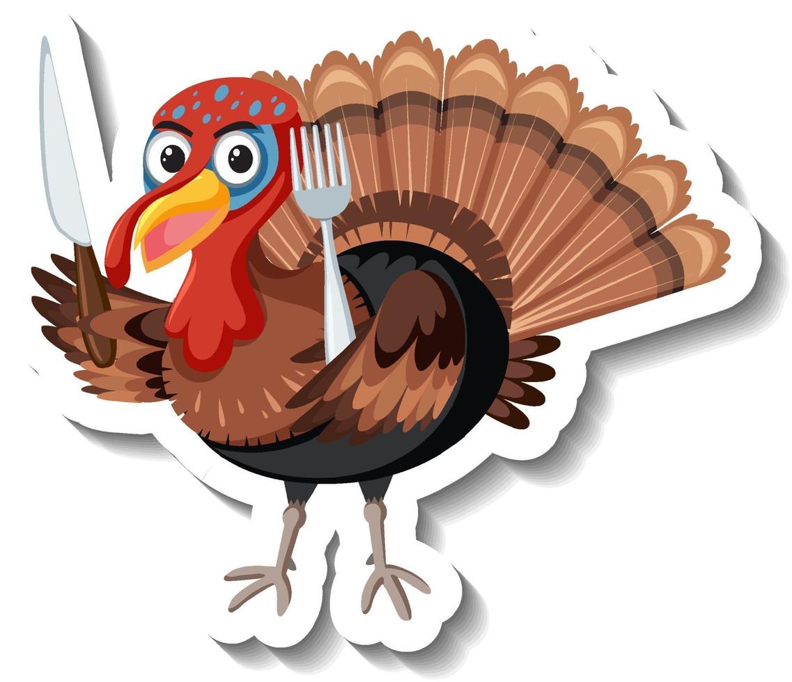 Isolated turkey sticker on white background vector