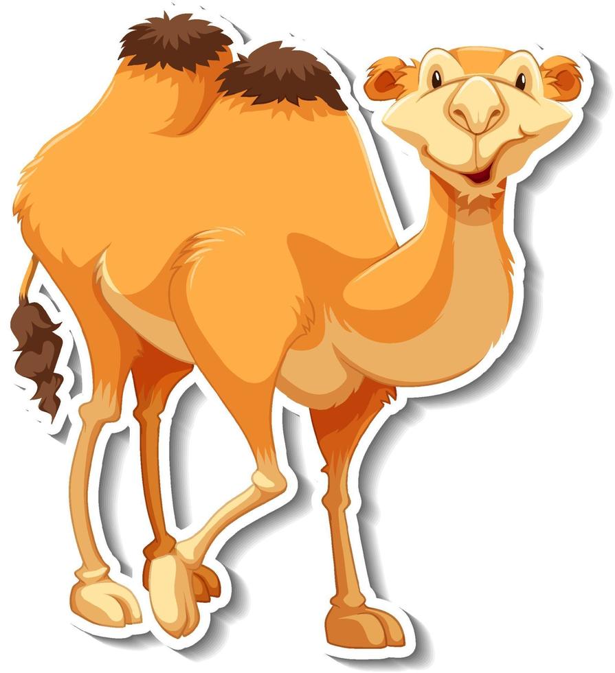 A sticker template of camel cartoon character vector