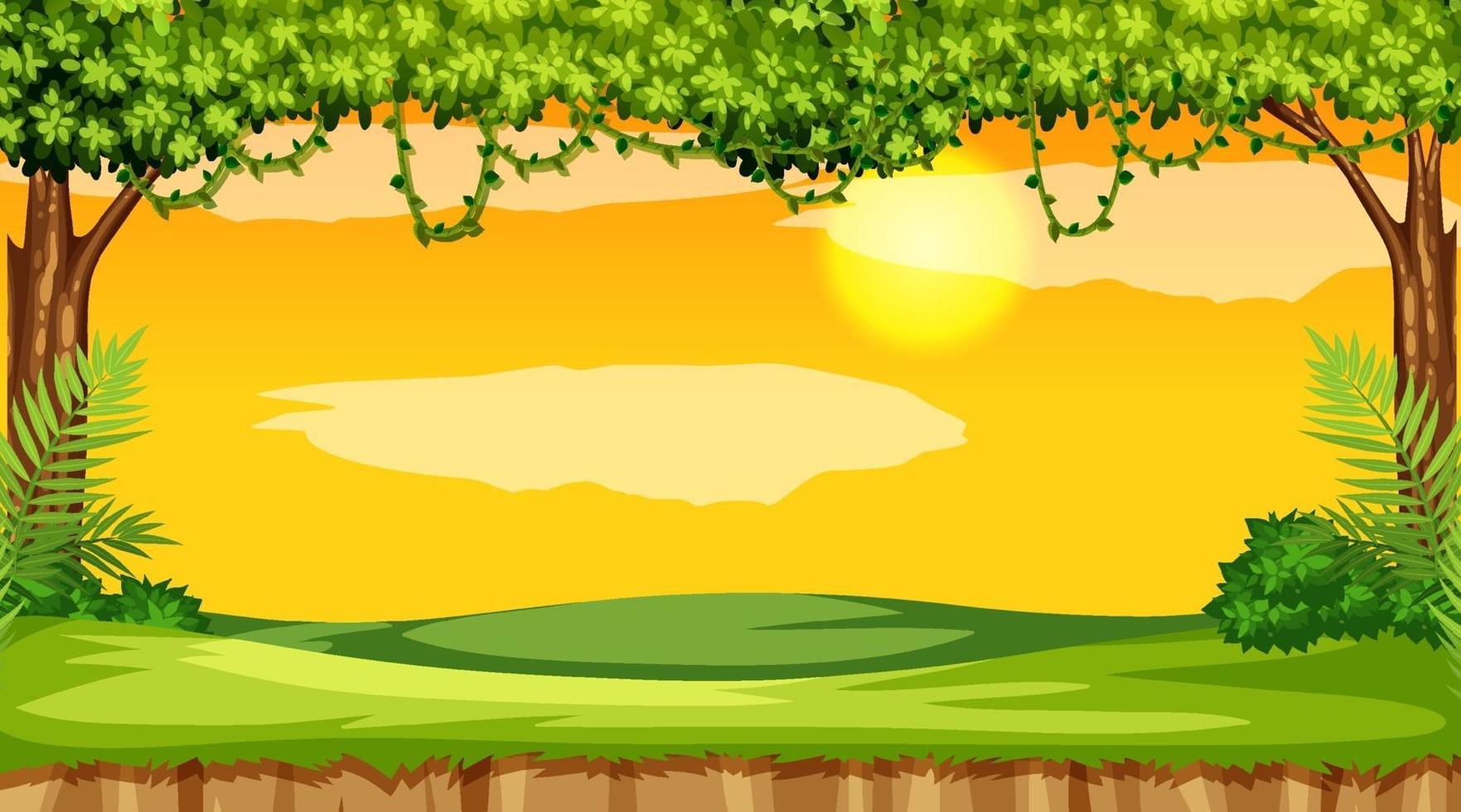 Escena de paisaje en blanco del parque natural al atardecer vector