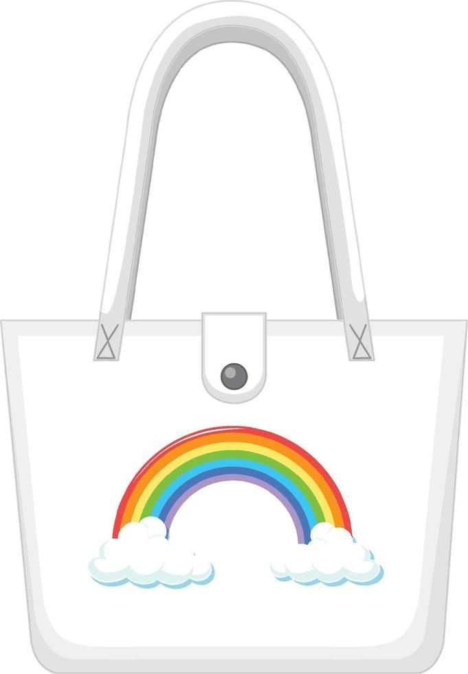 A white handbag with rainbow pattern vector