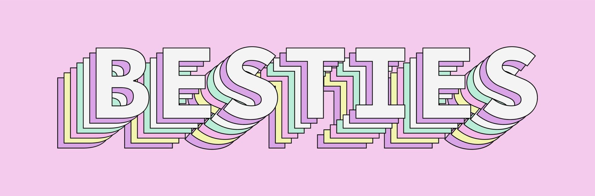 Besties Logo Design on Pink Background vector