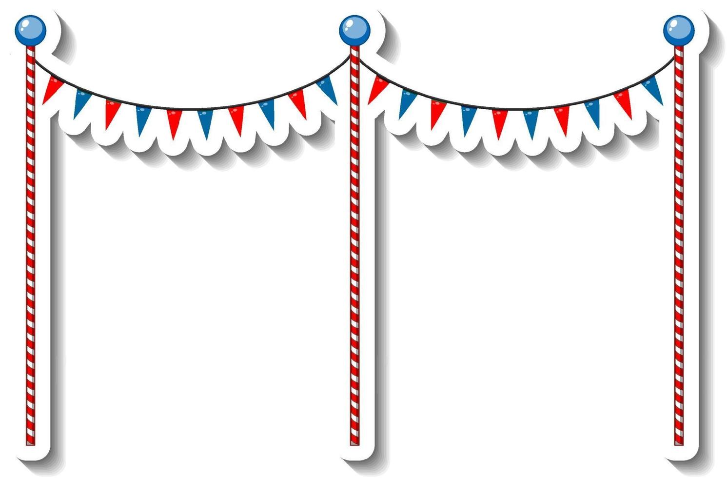 Sticker template with flag decoration poles for funfair isolated vector
