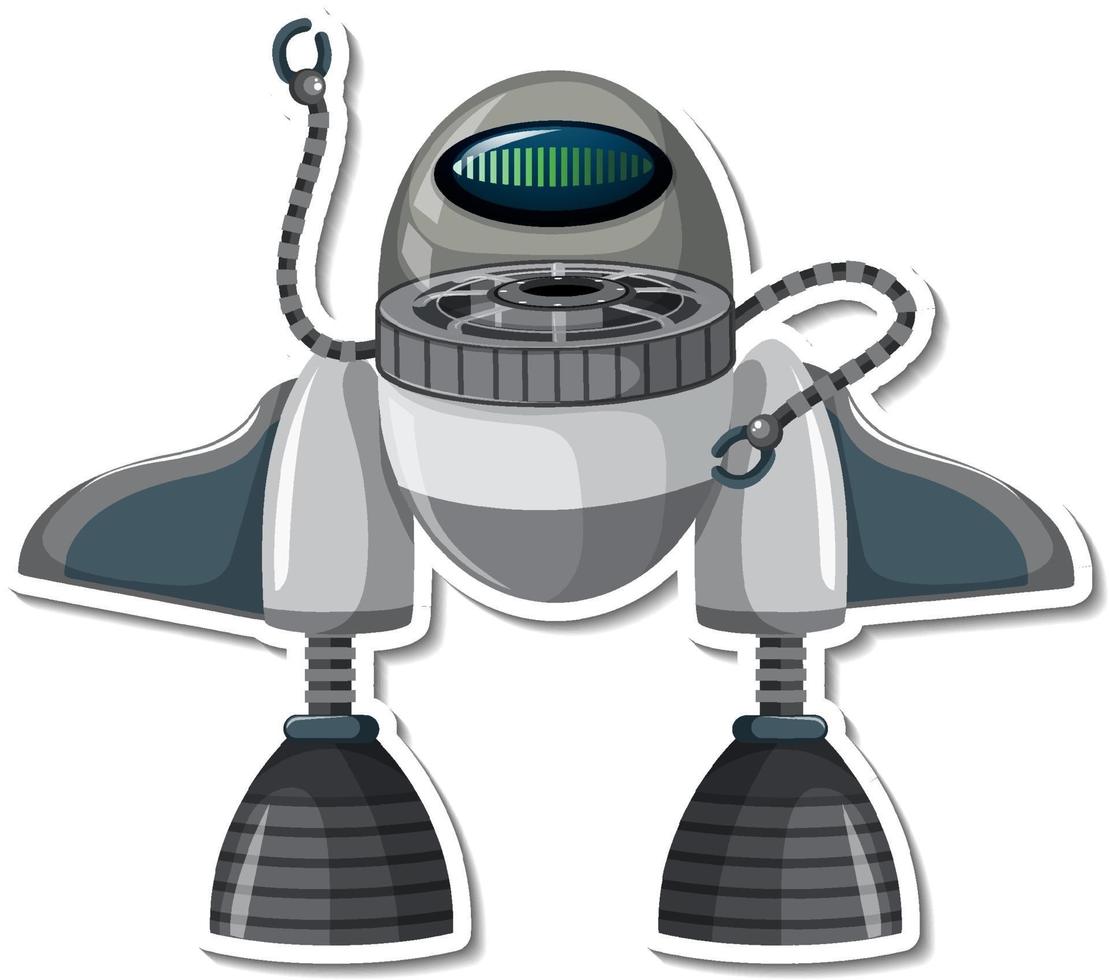 Sticker template with robot in cartoon style vector