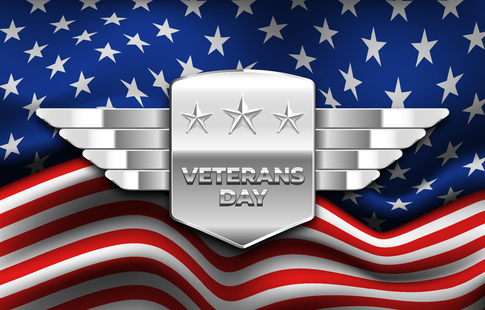 Realistic Veterans Day Wings and Shield Background 3426894 Vector Art