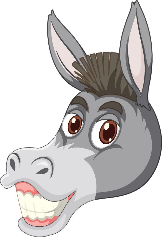 Burro con expresión facial sobre fondo blanco. vector