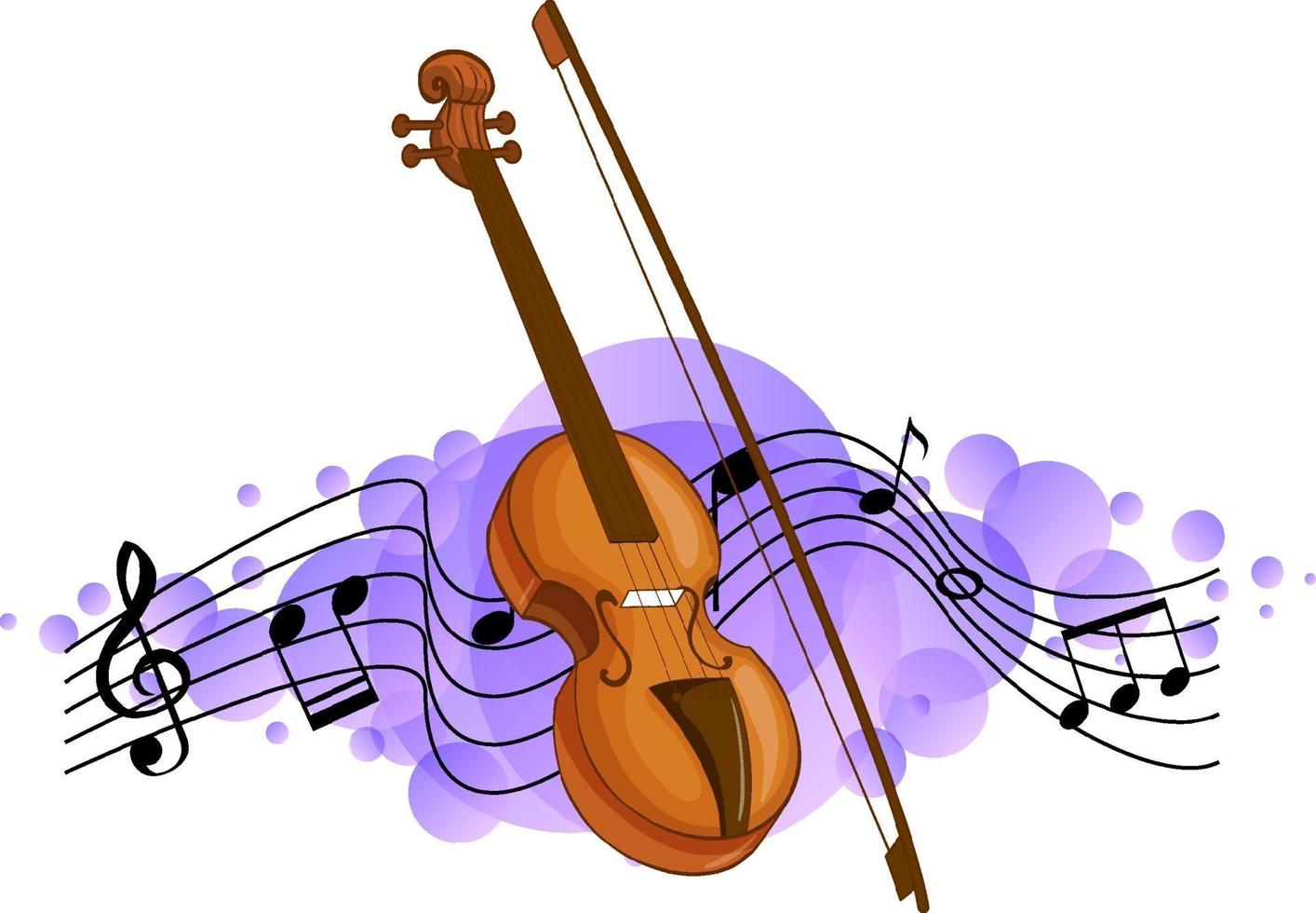 Violin classical music instrument with on purple splotch vector