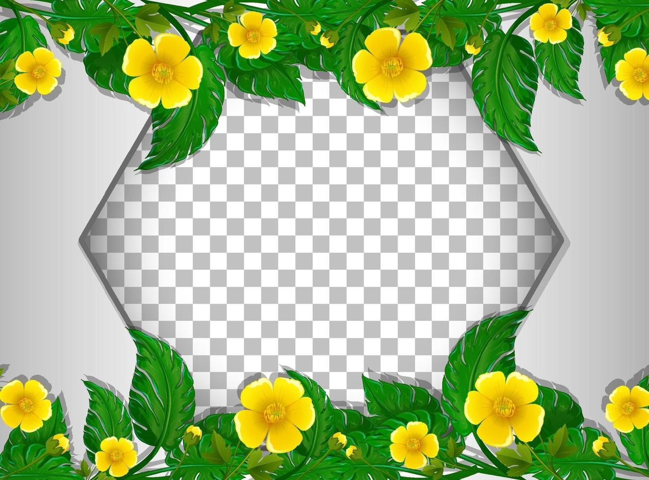 Hexagon frame with flowers vector