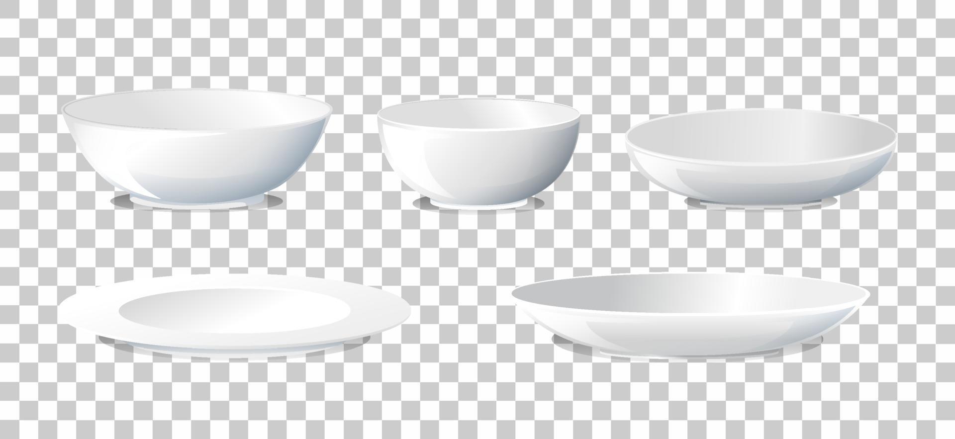 Set of plate and bowl side view vector