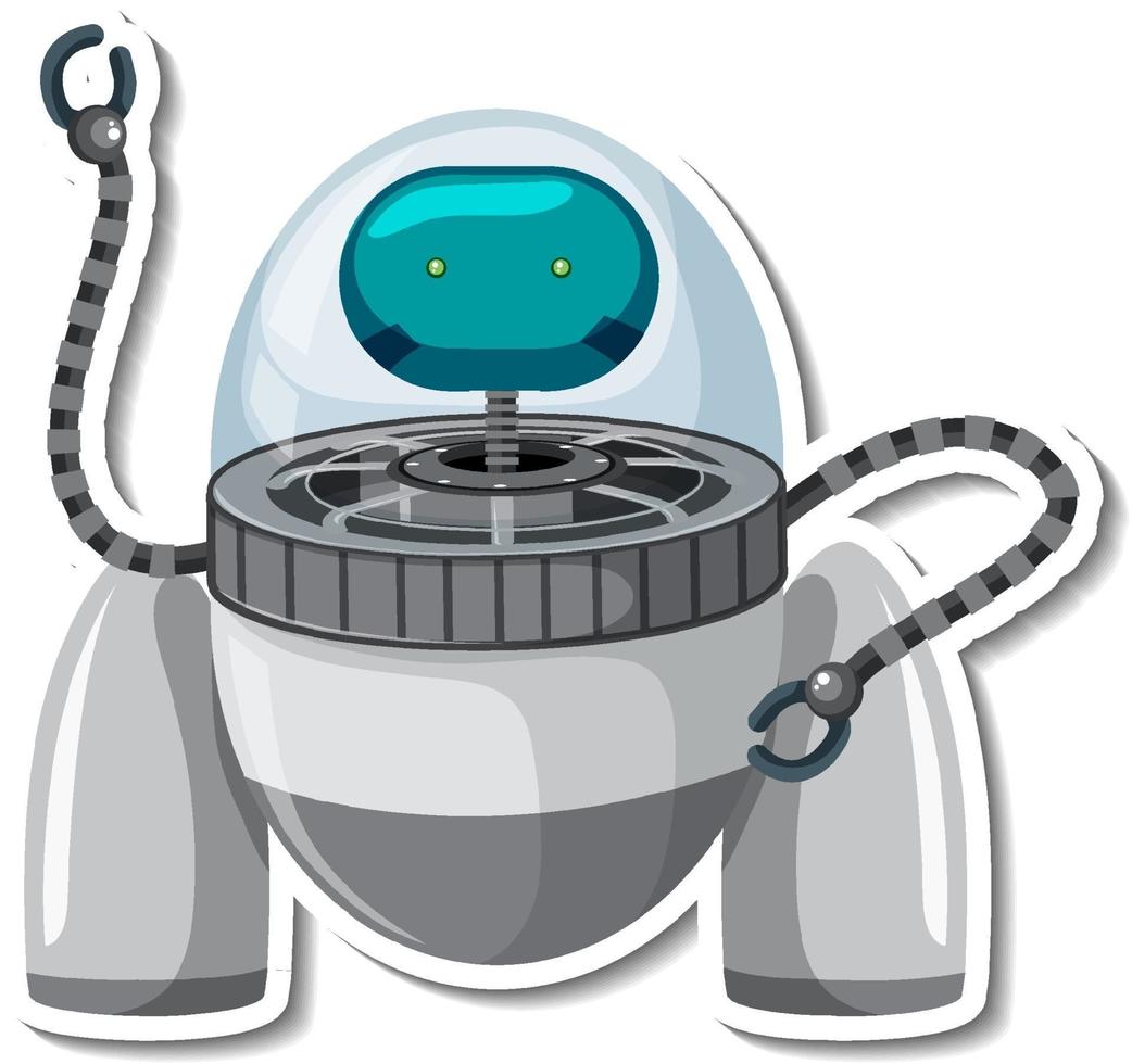 Sticker template with an alien monster in UFO robot isolated vector