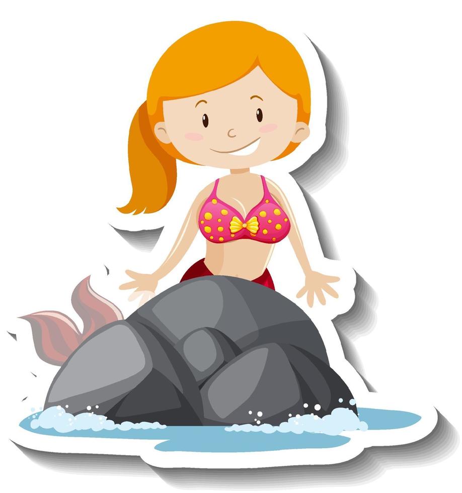 Cute mermaid cartoon character sticker vector