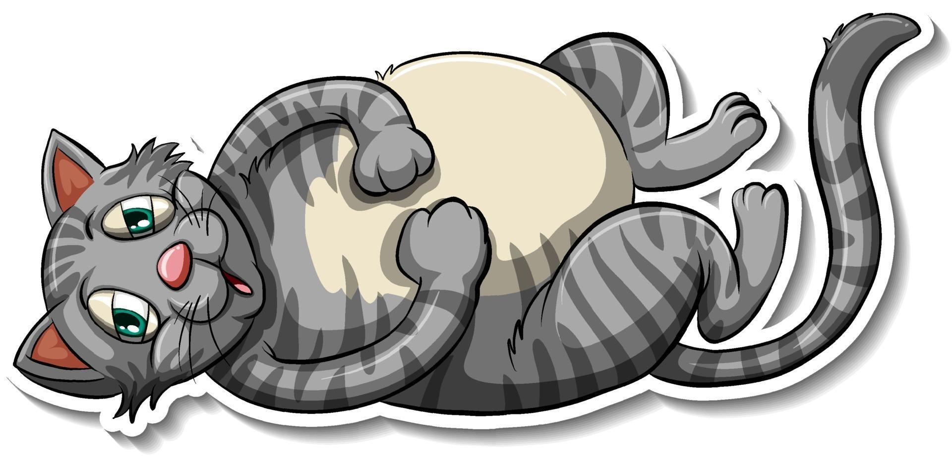 A sticker template of cat cartoon character vector
