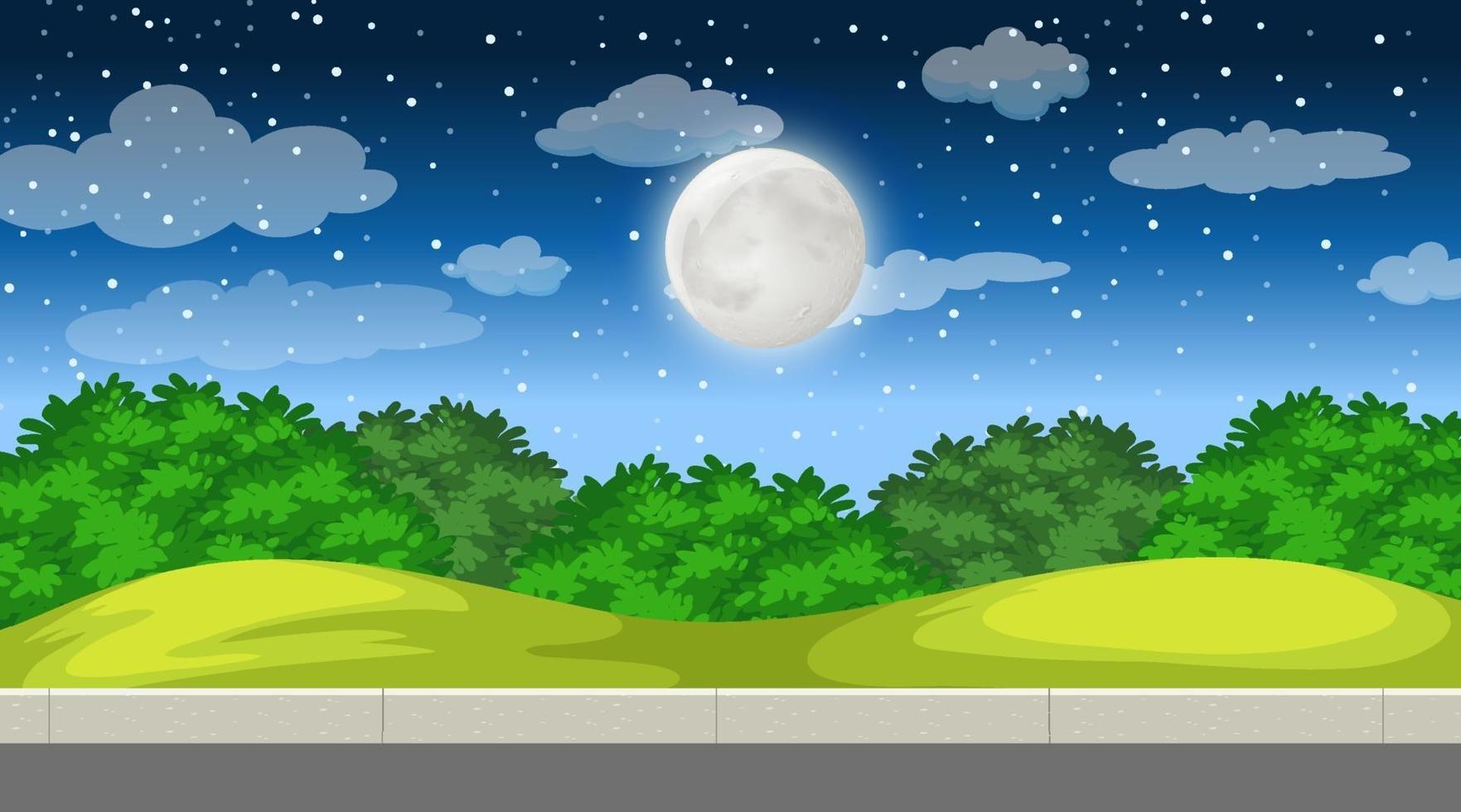 Nature forest landscape at night scene vector