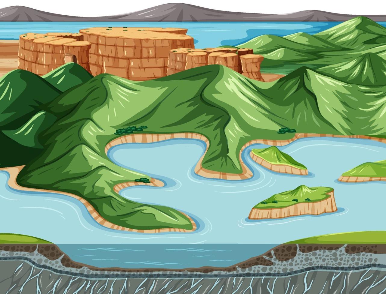 paisaje de geografía terrestre y acuática vector