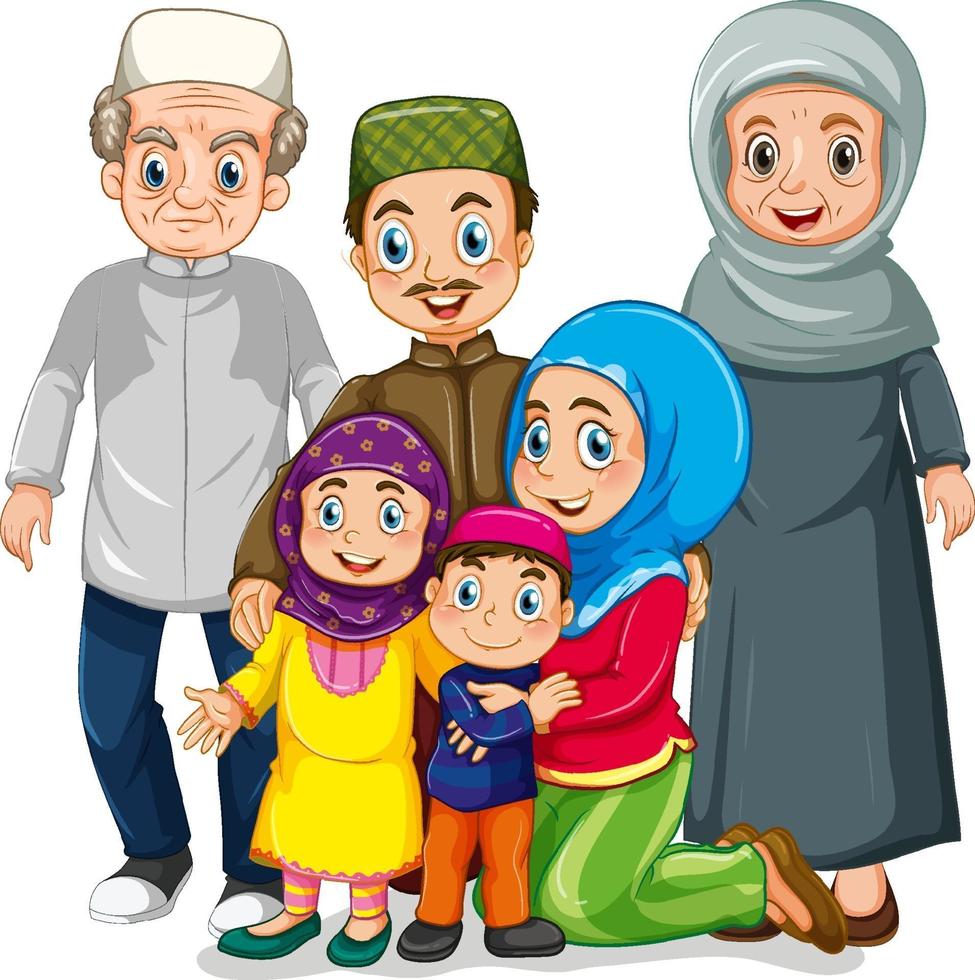 Happy muslim cartoon character vector