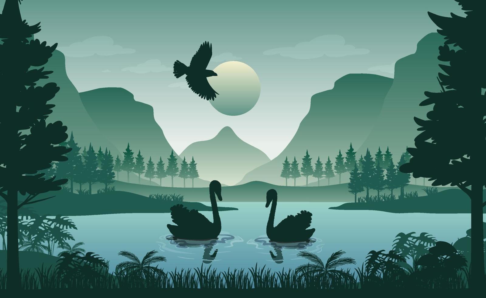 silueta bosque paisaje antecedentes vector