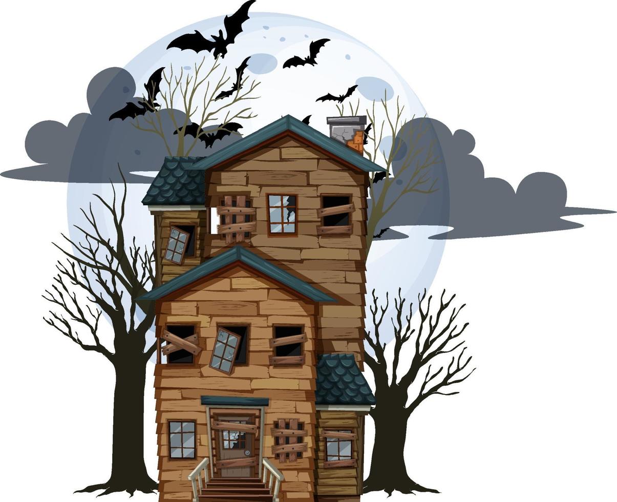 Halloween abandoned house on white background vector
