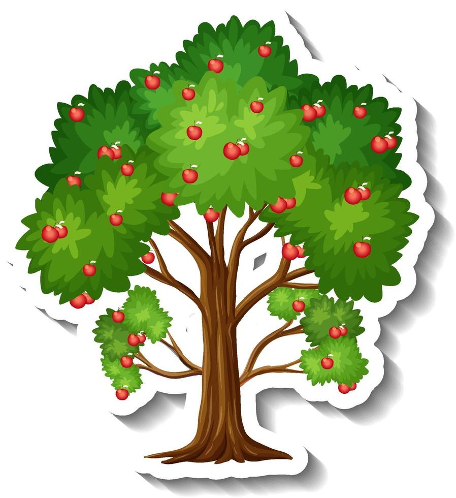 Apple tree sticker on white background vector