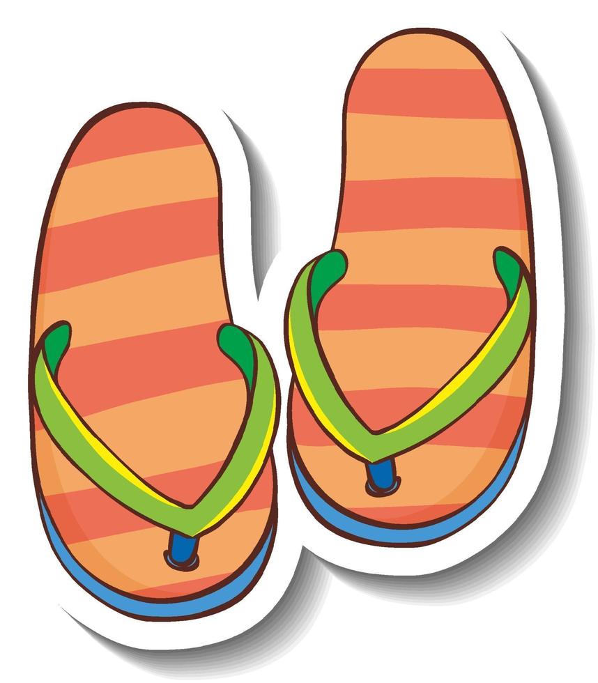 A sticker template with summer flip flops isolated vector