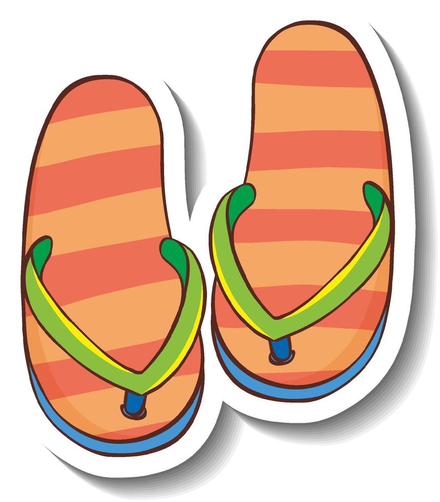 una plantilla de pegatina con chanclas de verano aislado vector