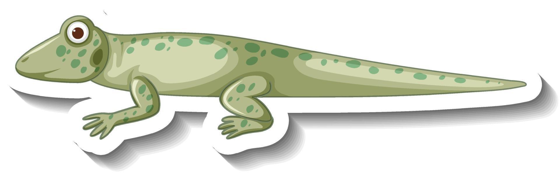Vista lateral de la etiqueta engomada de dibujos animados de gecko o lagarto vector