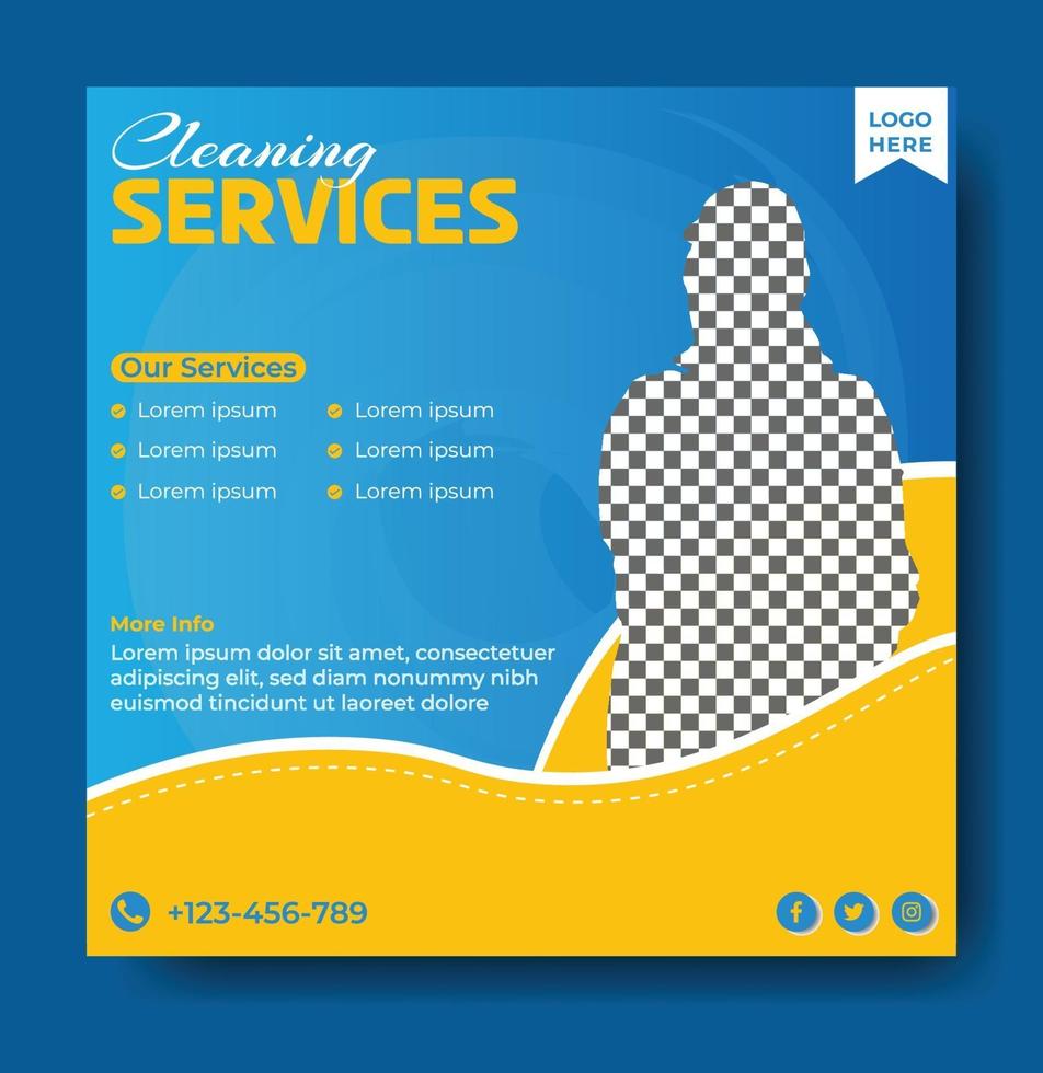 Cleaning service social media instagram post template vector