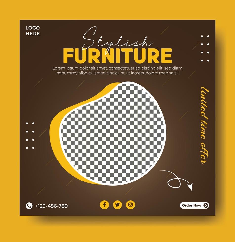 Furniture social media instagram post template vector