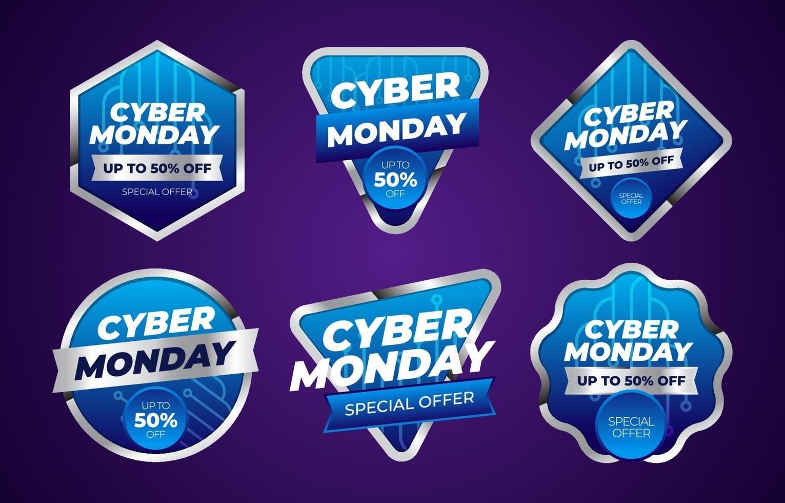 colección de insignias de cyber monday vector