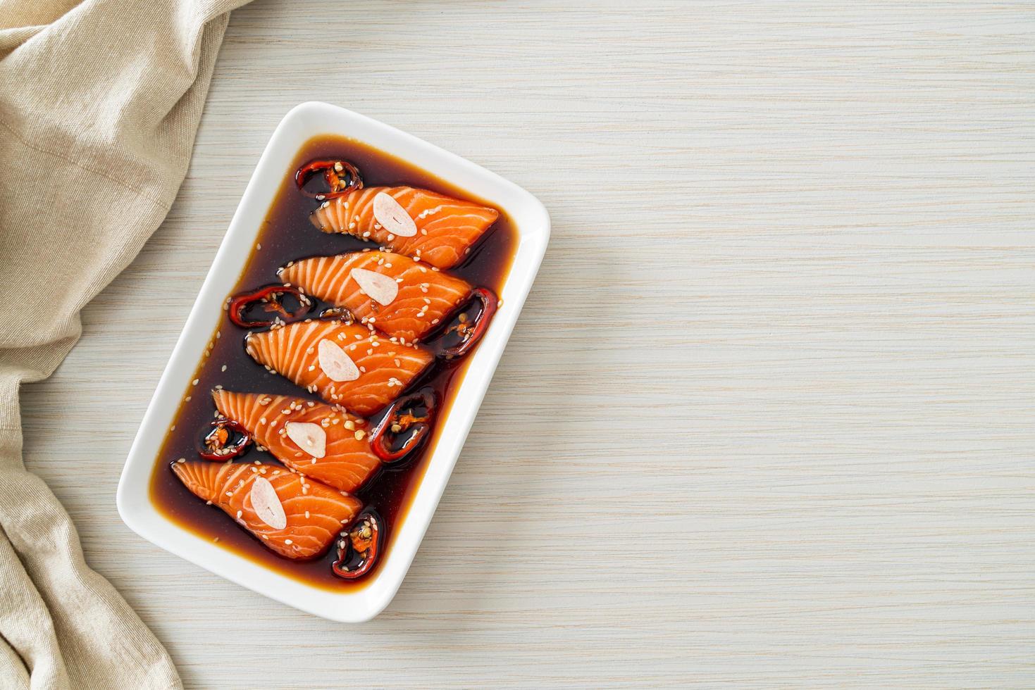 Salmon marinated Shoyu or Salmon Pickled Soy Sauce photo