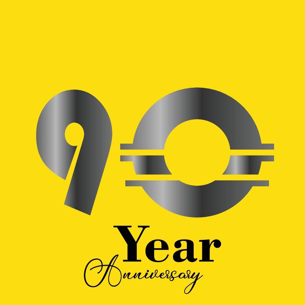 90 Year Anniversary Elegant Vector Template Design Illustration