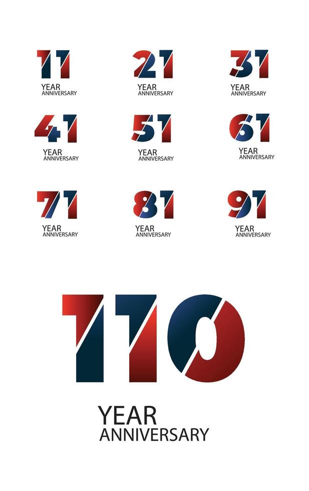 Year Anniversary Set Elegant Vector Template Design Illustration
