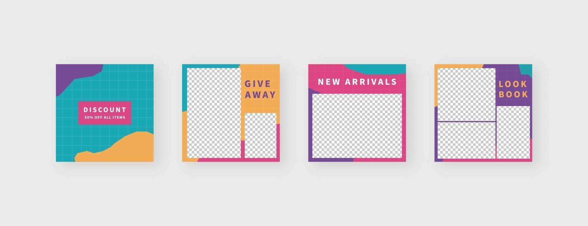 Social media template. Trendy editable social media post template. vector