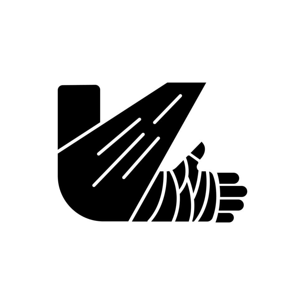 Bone fracture black glyph icon vector