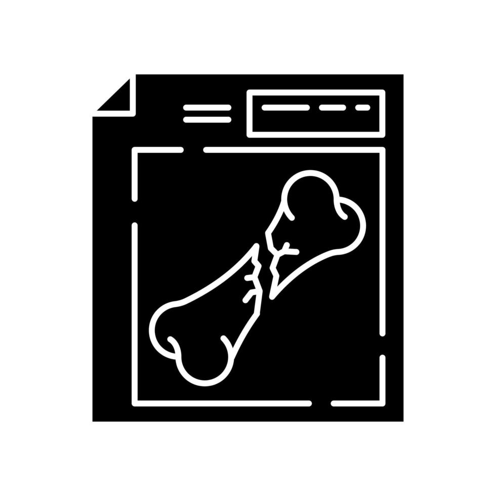 Bone fracture X-ray scan black glyph icon vector