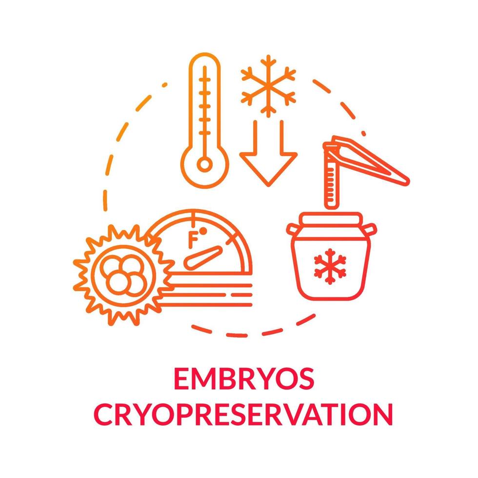 Embryos cryopreservation red concept icon vector