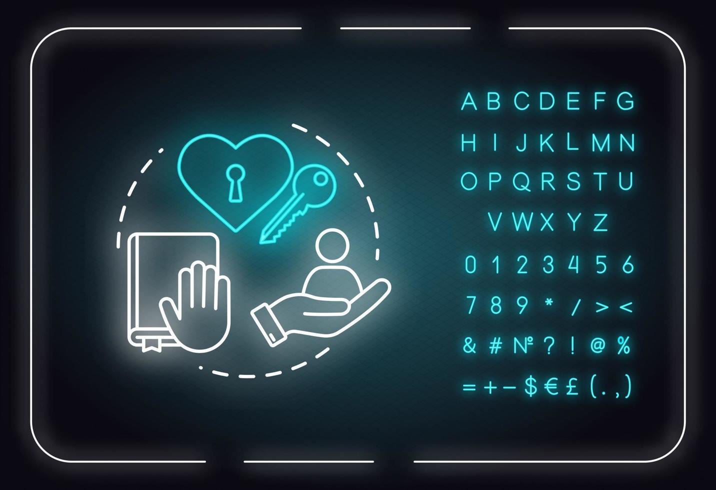 Siendo confiable el icono del concepto de luz de neón vector