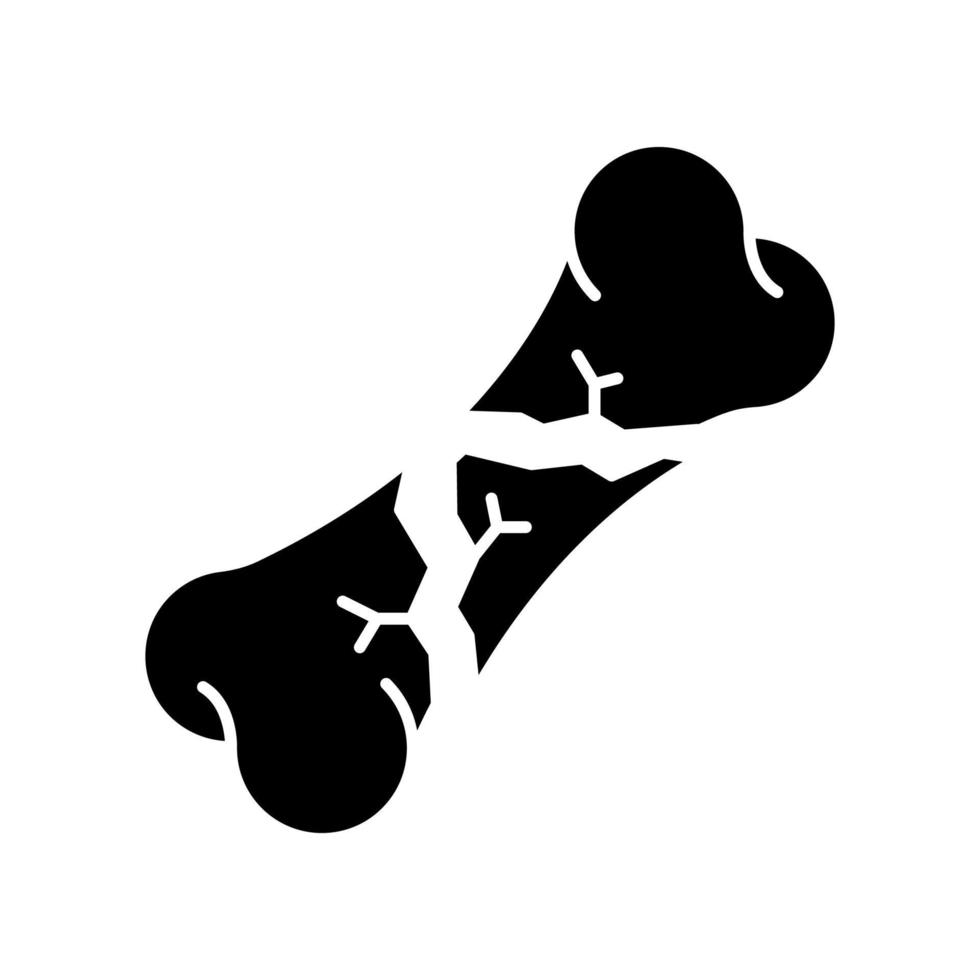 Bone fracture black glyph icon vector