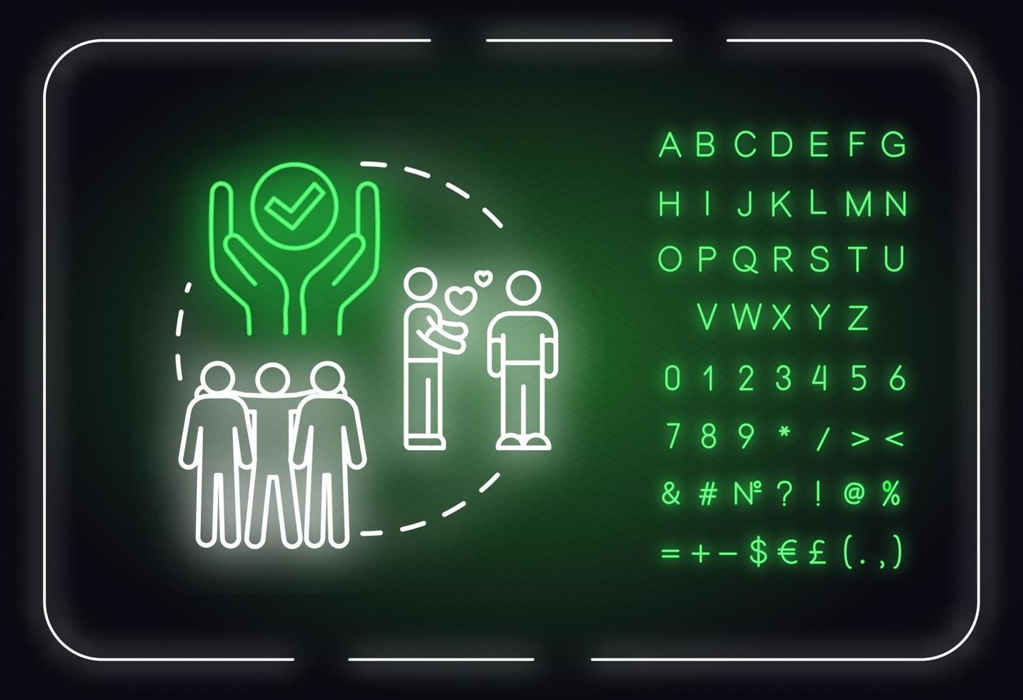 Accept friend as is neon light concept icon vector