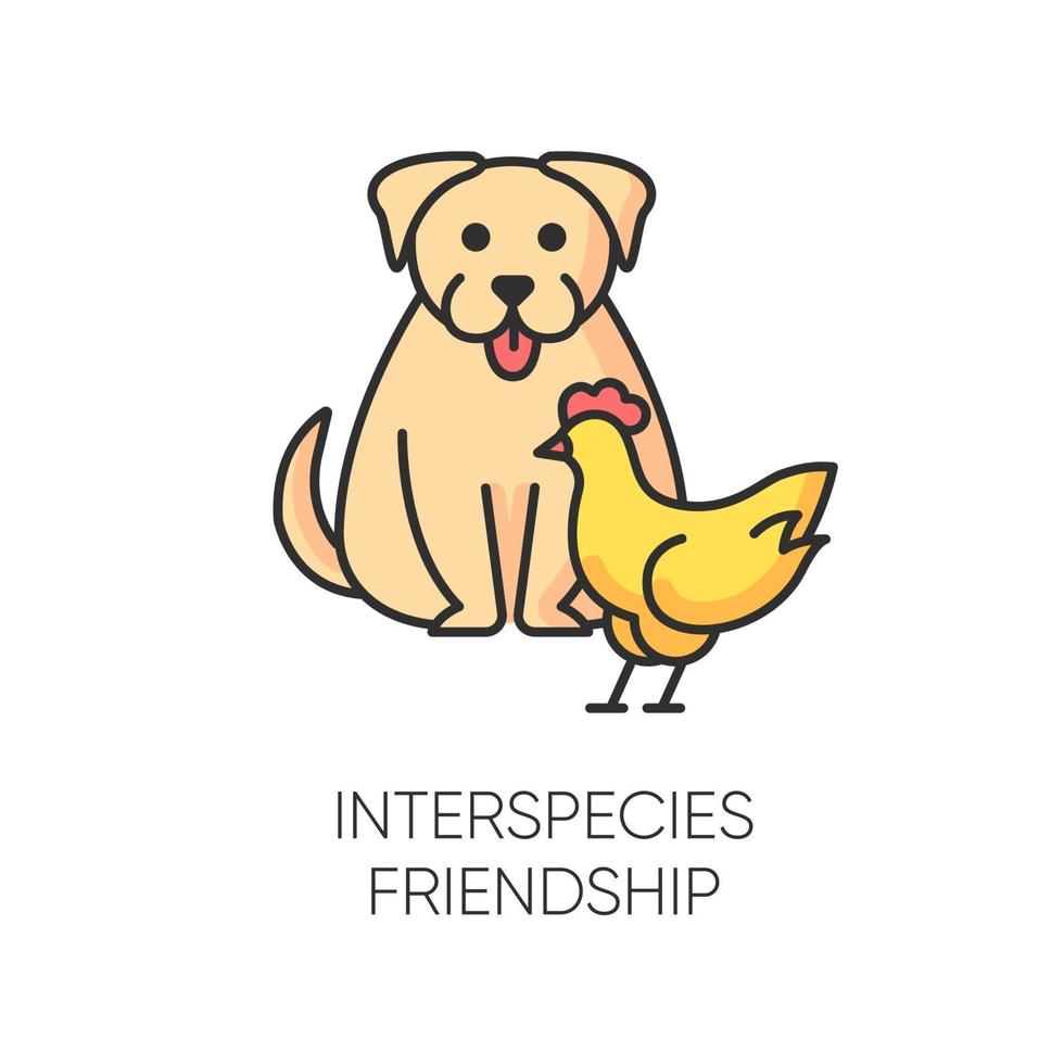Interspecies friendship RGB color icon vector