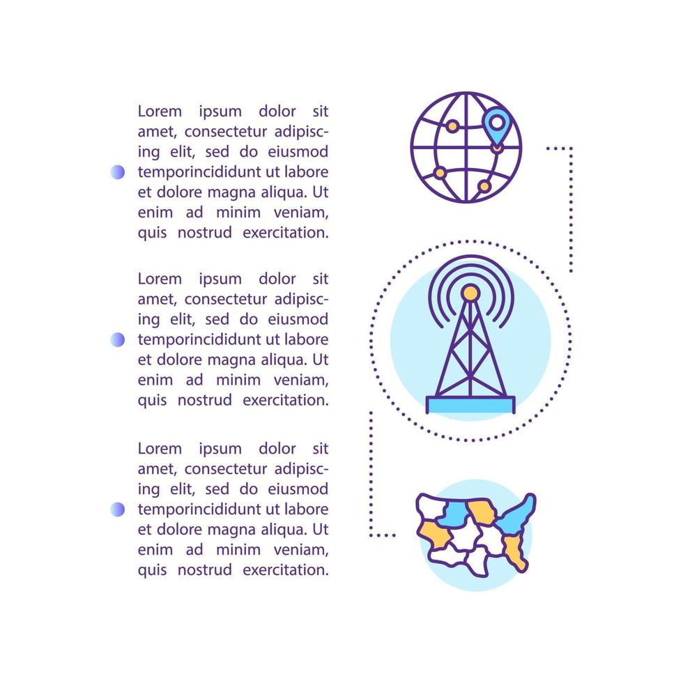 International roaming, internet coverage concept icon with text vector