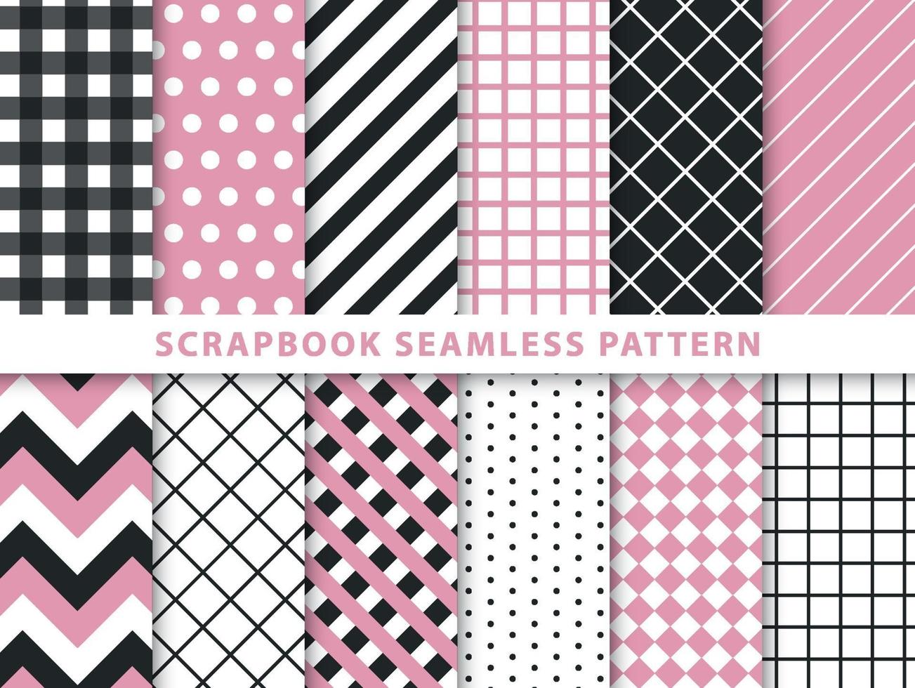 Collection of scrapbook seamless pattern vector