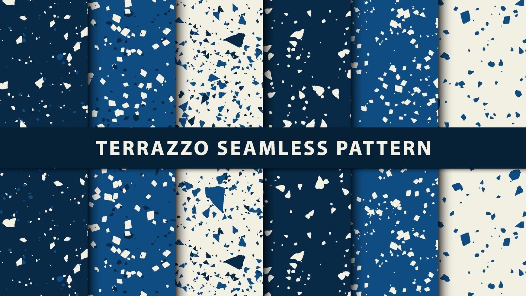Set of terrazzo japanese style seamless patterns. Premium Vector