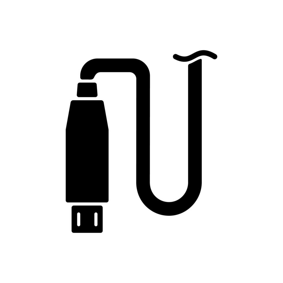 Micro USB output black glyph manual label icon vector