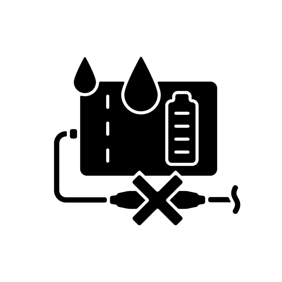 Unplug power bank if wet black glyph manual label icon vector